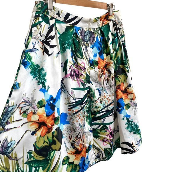 BANANA USA Retro Floral Tropical Hawaiian Full Skirt w/ Tulle‎ & Pockets Size L - Picture 11 of 11